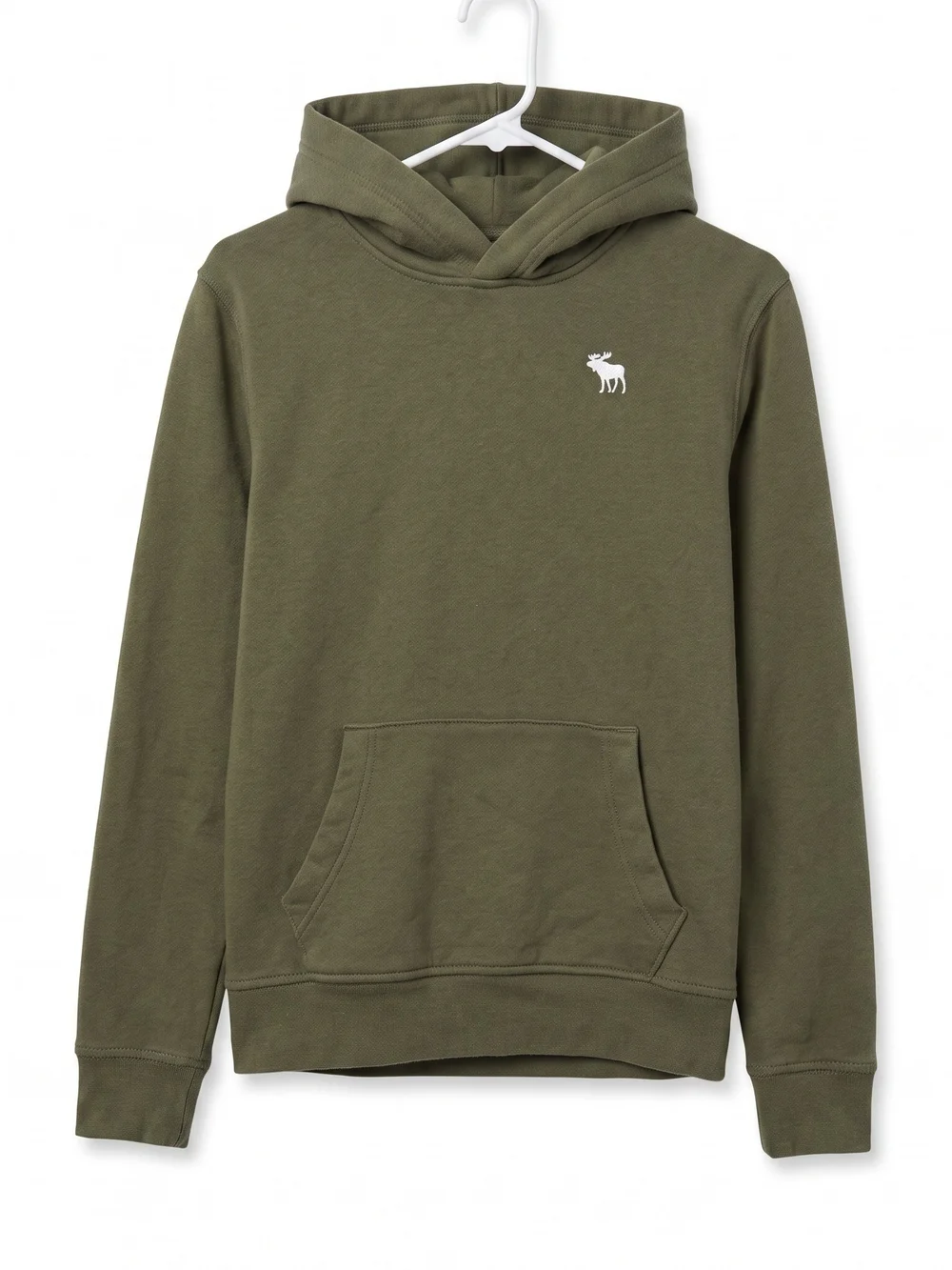 abercrombie kids Olive Green Hoodie with White Moose Logo Size 13/14